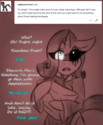 Size: 592x716 | Tagged: semi-grimdark, artist:lil miss jay, derpibooru import, rarity, anthro, ask lil miss rarity, lil-miss rarity, sewing machine, tumblr