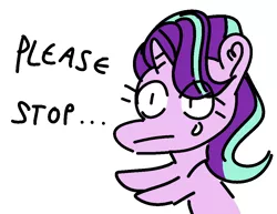 Size: 1000x773 | Tagged: safe, artist:faience, derpibooru import, starlight glimmer, pony, unicorn, crying, dialogue, female, mare, please stop, simple background, solo, stop, white background