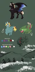 Size: 4397x8864 | Tagged: semi-grimdark, artist:vindhov, derpibooru import, oc, oc:general valor, unofficial characters only, dragon, pegasus, pony, absurd resolution, blood, colored wings, covered in scars, female, green background, headcanon, hoof blades, male, mare, scar, simple background, stallion