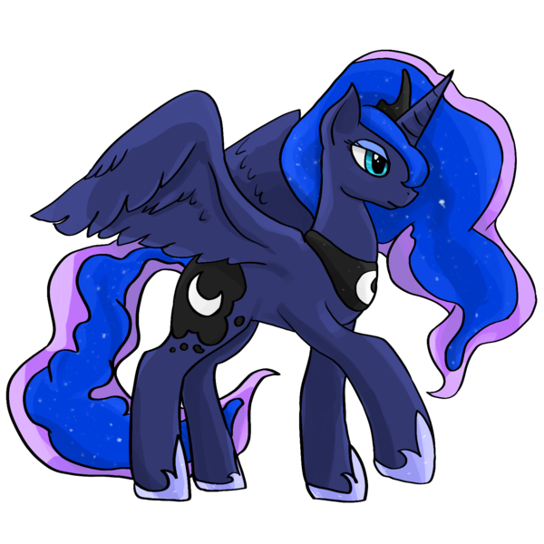 Size: 1500x1500 | Tagged: safe, artist:betlv, derpibooru import, princess luna, alicorn, pony, female, mare, raised hoof, simple background, solo, transparent background