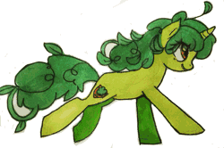 Size: 629x417 | Tagged: safe, artist:foresterrr, derpibooru import, oc, unofficial characters only, pony, unicorn, animated, female, frame by frame, gif, green pony, mare, marker drawing, run cycle, running, simple background, smiling, solo, traditional animation, white background