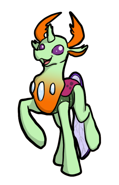 Size: 502x776 | Tagged: safe, artist:neyonic, derpibooru import, thorax, changedling, changeling, folded wings, king thorax, male, raised hoof, simple background, smiling, solo, transparent background