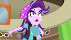 Size: 1280x718 | Tagged: safe, derpibooru import, screencap, starlight glimmer, equestria girls, mirror magic, spoiler:eqg specials, beanie, hat, mirror