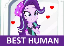 Size: 640x462 | Tagged: safe, derpibooru import, edit, edited screencap, screencap, starlight glimmer, equestria girls, mirror magic, spoiler:eqg specials, beanie, best human, floating heart, hat, heart, opinion, solo