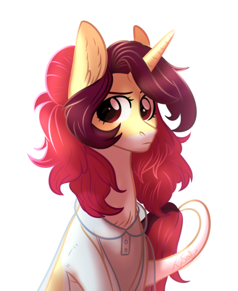 Size: 1240x1515 | Tagged: safe, artist:worldlofldreams, derpibooru import, oc, unofficial characters only, pony, unicorn, clothes, leonine tail, see-through, shirt, simple background, solo, transparent background