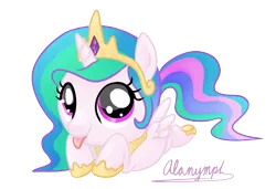 Size: 3152x2161 | Tagged: safe, artist:alanymph, derpibooru import, princess celestia, pony, :p, cewestia, cute, cutelestia, female, filly, high res, prone, sillestia, silly, simple background, solo, tongue out, transparent background, weapons-grade cute, younger