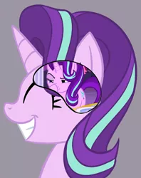 Size: 483x611 | Tagged: safe, derpibooru import, edit, edited screencap, screencap, starlight glimmer, pony, unicorn, no second prances, boop, cropped, exploitable meme, glimmerposting, lidded eyes, meme, narcissism, raised eyebrow, self-boop, smiling, smirk, solo