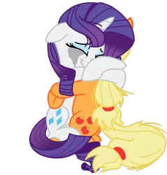 Size: 873x915 | Tagged: safe, artist:ponytaku, artist:stupidlittlecreature, derpibooru import, applejack, rarity, comforting, crying, female, hug, lesbian, rarijack, shipping, simple background, transparent background