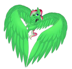 Size: 3897x3745 | Tagged: safe, artist:crazllana, derpibooru import, oc, oc:fire sugar, unofficial characters only, pegasus, pony, female, high res, impossibly large wings, mare, one eye closed, solo, wink