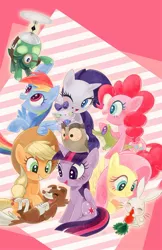 Size: 1000x1545 | Tagged: alicorn, angel bunny, applejack, artist:kaori matsuo, artist:s-bis, comic cover, cover, cute, derpibooru import, fluttershy, gummy, high five, idw, mane six, my little pony: the movie, my little pony: the movie prequel, opalescence, owlowiscious, pinkie pie, rainbow dash, rarity, safe, spoiler:comic, spoiler:comic mlp movie prequel, spoiler:my little pony movie prequel, tank, twilight sparkle, twilight sparkle (alicorn), winona