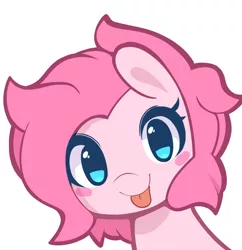 Size: 800x825 | Tagged: safe, artist:pinkcappachino, derpibooru import, pinkie pie, earth pony, pony, :p, alternate hairstyle, bust, cute, diapinkes, female, looking at you, mare, portrait, simple background, smiling, solo, tongue out