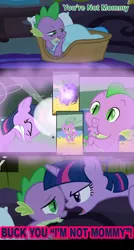 Size: 1440x2694 | Tagged: artist:stitchfan, baby, baby spike, basket, basket bed, blanket, derpibooru import, dragon, edit, edited screencap, egg, mama twilight, pillow, safe, screencap, screencap comic, spike, spike's egg, the cutie mark chronicles, twilight sparkle, winter wrap up