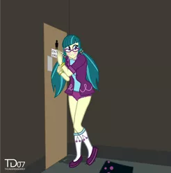 Size: 1920x1949 | Tagged: suggestive, alternate version, artist:thunderdasher07, derpibooru import, juniper montage, equestria girls, movie magic, spoiler:eqg specials, blushing, breasts, clothes, embarrassed, embarrassed underwear exposure, female, out of order, panties, solo, solo female, underwear