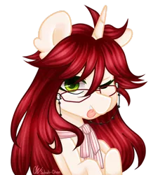 Size: 1024x1090 | Tagged: safe, artist:silvah-chan, artist:sketchyhowl, derpibooru import, pony, unicorn, black butler, crossover, female, glasses, grell sutcliff, mare, one eye closed, simple background, solo, tongue out, transparent background, wink