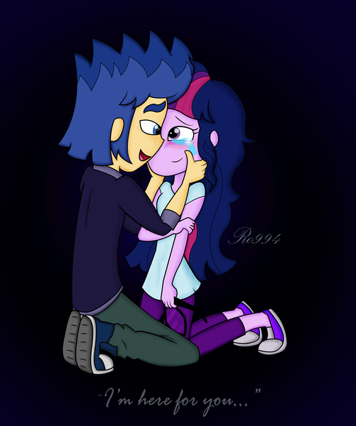 Size: 4980x5959 | Tagged: safe, artist:ro994, derpibooru import, flash sentry, sci-twi, twilight sparkle, human, equestria girls, absurd resolution, converse, crying, female, flashlight, humanized, male, sciflash, shipping, shoes, sneakers, straight, tears of joy