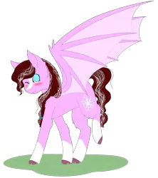 Size: 3145x3543 | Tagged: safe, artist:enghelkitten, derpibooru import, oc, oc:sugarcoat, unofficial characters only, bat pony, pony, female, high res, mare, one eye closed, simple background, solo, transparent background, wink