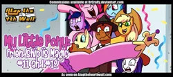 Size: 1024x453 | Tagged: suggestive, artist:drcrafty, derpibooru import, idw, applejack, fluttershy, pinkie pie, princess cadance, rainbow dash, rarity, twilight sparkle, ponified, pony, atop the fourth wall, bachelor party, linkara, mane six, stupid sexy princess cadance, title card, varying degrees of want