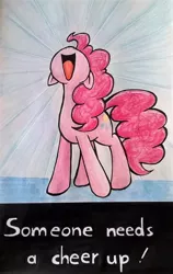 Size: 1024x1620 | Tagged: safe, artist:mimicproductions, derpibooru import, pinkie pie, earth pony, pony, happy, smiling, solo, traditional art