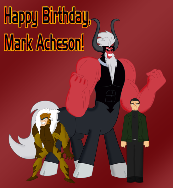 Size: 3623x3952 | Tagged: artist:cyber-murph, black lagoon, boris, crossover, derpibooru import, happy birthday, hulk vs wolverine, lord tirek, mark acheson, sabretooth, safe, scar, tribute, voice actor, x-men