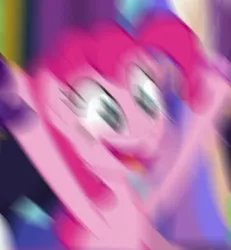 Size: 378x409 | Tagged: celestial advice, derpibooru import, edit, edited screencap, faic, meme, motion blur, penkeh, pinkie pie, ponk, rarity, safe, screencap, season 7, shitposting