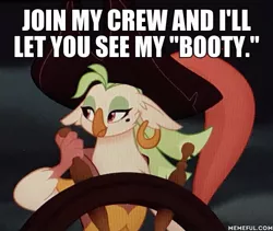 Size: 600x506 | Tagged: anthro, captain celaeno, caption, derpibooru import, edit, edited screencap, female, image macro, innuendo, meme, my little pony: the movie, out of context, safe, screencap, solo