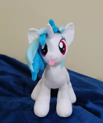 Size: 1002x1200 | Tagged: safe, artist:lanacraft, derpibooru import, vinyl scratch, pony, irl, photo, plushie, silly, silly pony, tongue out