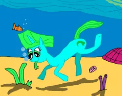 Size: 3306x2593 | Tagged: safe, artist:sb1991, derpibooru import, oc, oc:ocean blue, unofficial characters only, fish, pony, coral, eating, seaweed, shell, underwater