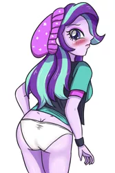 Size: 2362x3543 | Tagged: suggestive, artist:sumin6301, derpibooru import, starlight glimmer, equestria girls, mirror magic, spoiler:eqg specials, ass, beanie, breasts, buttcrack, clothes, female, glimmer glutes, hat, panties, solo, solo female, underwear, white underwear