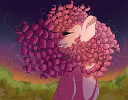 Size: 4000x3119 | Tagged: safe, artist:bratzoid, derpibooru import, pinkie pie, earth pony, pony, alternate hairstyle, curly hair, curly mane, eyes closed, female, mare, smiling, solo