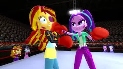 Size: 300x168 | Tagged: semi-grimdark, artist:migueruchan, derpibooru import, adagio dazzle, aria blaze, fluttershy, rarity, sonata dusk, sunset shimmer, equestria girls, 3d, abuse, boxing, breasts, picture for breezies, shimmerbuse, sports, the dazzlings