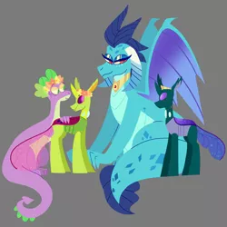 Size: 3000x3000 | Tagged: safe, artist:webkore, derpibooru import, pharynx, princess ember, spike, thorax, changedling, changeling, dragon, to change a changeling, emberynx, female, gay, interspecies, king thorax, male, prince pharynx, shipping, story included, straight, thoraxspike, trans girl, transgender