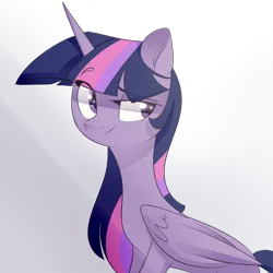 Size: 3000x3000 | Tagged: safe, artist:mp-printer, derpibooru import, twilight sparkle, twilight sparkle (alicorn), alicorn, pony, cute, eye clipping through hair, eyebrows visible through hair, female, mare, simple background, smiling, solo, twiabetes