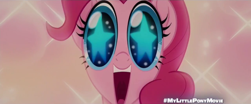 Size: 1280x532 | Tagged: safe, derpibooru import, screencap, pinkie pie, earth pony, pony, my little pony: the movie, cute, diapinkes, excited, female, looking at you, mare, open mouth, solo, starry eyes, wingding eyes, youtube link