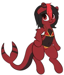 Size: 3406x3982 | Tagged: suggestive, artist:wickedsilly, derpibooru import, oc, oc:red pone, unofficial characters only, original species, pony, shark pony, bikini, clothes, female, mare, red and black oc, simple background, solo, solo female, swimsuit, transparent background