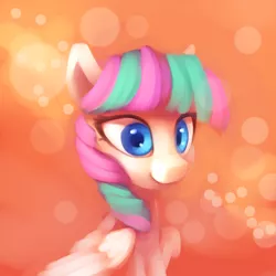 Size: 2000x2000 | Tagged: safe, artist:lilfunkman, derpibooru import, blossomforth, pegasus, pony, bokeh, bust, commission, female, mare, portrait, solo