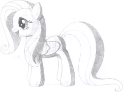 Size: 1915x1421 | Tagged: safe, artist:aafh, derpibooru import, fluttershy, pegasus, pony, monochrome, solo, traditional art