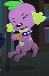 Size: 466x720 | Tagged: safe, derpibooru import, screencap, spike, spike the regular dog, dog, equestria girls, friendship games, cropped, eyes closed, paws, puppy