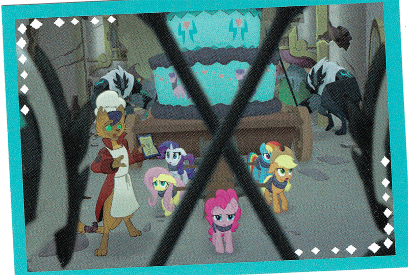 Size: 1000x675 | Tagged: abyssinian, anthro, applejack, apron, cake, capper dapperpaws, cat, chains, clothes, derpibooru import, fluttershy, food, my little pony: the movie, pinkie pie, rainbow dash, rarity, safe, scared, screencap