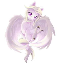 Size: 1024x1127 | Tagged: artist:dusthiel, chest fluff, derpibooru import, female, harpy, monster mare, monster pony, oc, oc:meti, original species, safe, simple background, smiling, solo, talons, transparent background, unofficial characters only
