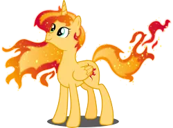 Size: 6758x5036 | Tagged: safe, artist:sugar-loop, derpibooru import, sunset shimmer, alicorn, pony, absurd resolution, alicornified, female, fiery shimmer, mare, race swap, shimmercorn, simple background, smiling, solo, sunset shimmer day, transparent background