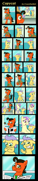 Size: 1496x7144 | Tagged: alternate hairstyle, artist:crazynutbob, colt, comic, copycat, derpibooru import, female, magazine, magazine cover, male, mare, mimicking, newspaper, oc, oc:tomato sandwich, prehensile tail, public transportation, punk, raripunk, rarity, safe, trolling, vanity mare