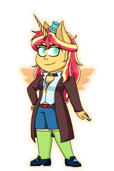 Size: 3584x5381 | Tagged: safe, artist:cornerverse, derpibooru import, sunset shimmer, equestria girls, bra, choker, clothes, coat, hat, phantom wings, simple background, socks, solo, transparent background, underwear