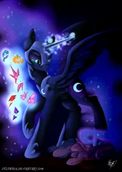 Size: 1280x1810 | Tagged: semi-grimdark, artist:julunis14, derpibooru import, nightmare moon, twilight sparkle, twilight sparkle (alicorn), alicorn, pony, bad end, blood, dead, duo, elements of harmony, female, magic, mare, telekinesis