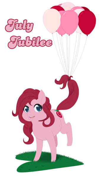 Size: 2330x3821 | Tagged: safe, artist:reachfarhigh, derpibooru import, july jubilee, earth pony, pony, balloon, female, g3, g3betes, heart, mare, solo