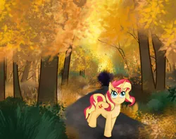 Size: 5000x3942 | Tagged: safe, artist:remcmaximus, derpibooru import, sunset shimmer, pony, unicorn, absurd resolution, autumn, female, mare, solo, sunset shimmer day, tree