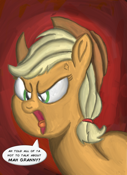 Size: 2180x3000 | Tagged: angry, applejack, artist:saburodaimando, cross-popping veins, derpibooru import, granny, rant, safe, the man they call ghost, true capitalist radio