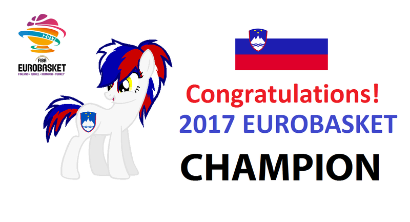 Size: 1408x762 | Tagged: safe, derpibooru import, oc, ponified, unofficial characters only, pony, basketball, eurobasket 2017, nation ponies, slovenia, solo, sports