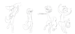 Size: 2376x1071 | Tagged: artist:vinny, dancing, derpibooru import, oc, oc:alex, oc:hope, oc:mumble, oc:pogo, offspring, parent:gilda, parent:lyra heartstrings, parent:pinkie pie, peanuts, safe, satyr, unofficial characters only