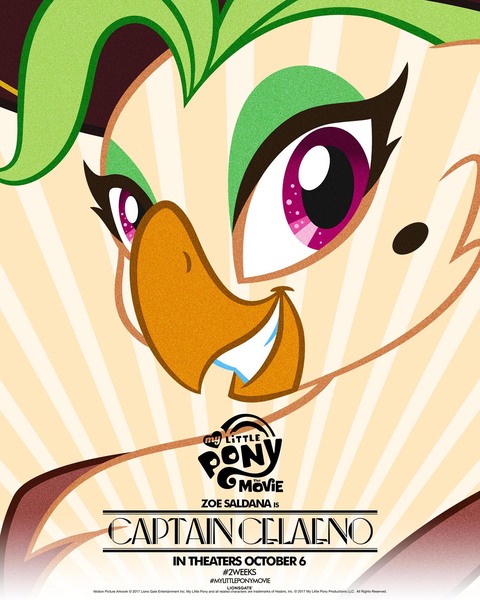 Size: 1500x1875 | Tagged: anthro, captain celaeno, derpibooru import, movie poster, my little pony logo, my little pony: the movie, official, poster, safe, solo, zoe saldana