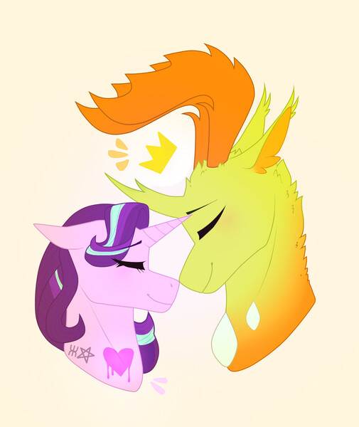 Size: 1600x1900 | Tagged: safe, artist:glitchthunder, derpibooru import, starlight glimmer, thorax, changedling, changeling, pony, unicorn, cute, eyes closed, female, glimax, glimmerbetes, king thorax, male, shipping, straight, thorabetes